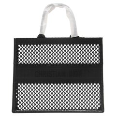 Dior Bolso Tote Libro Grande Logotipo Negro Tejido Malla Semitransparente Portátil