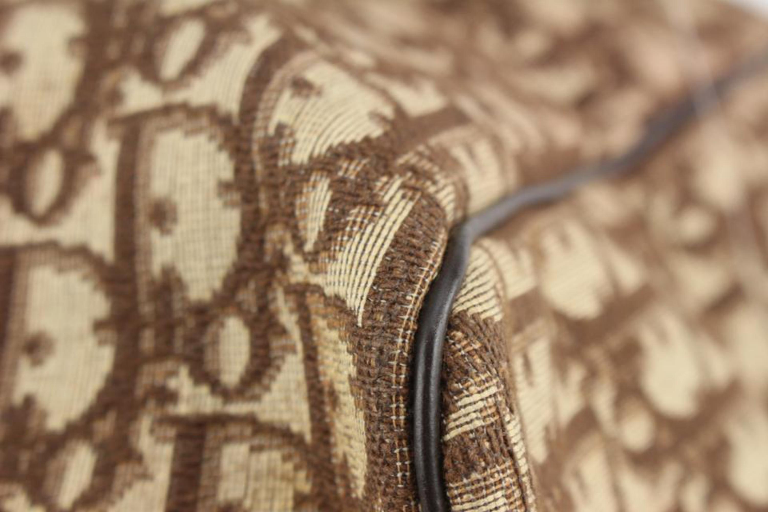Dior - Grand sac à main Boston Trotter marron avec monogramme 122d15 Bon état - En vente à Dix hills, NY