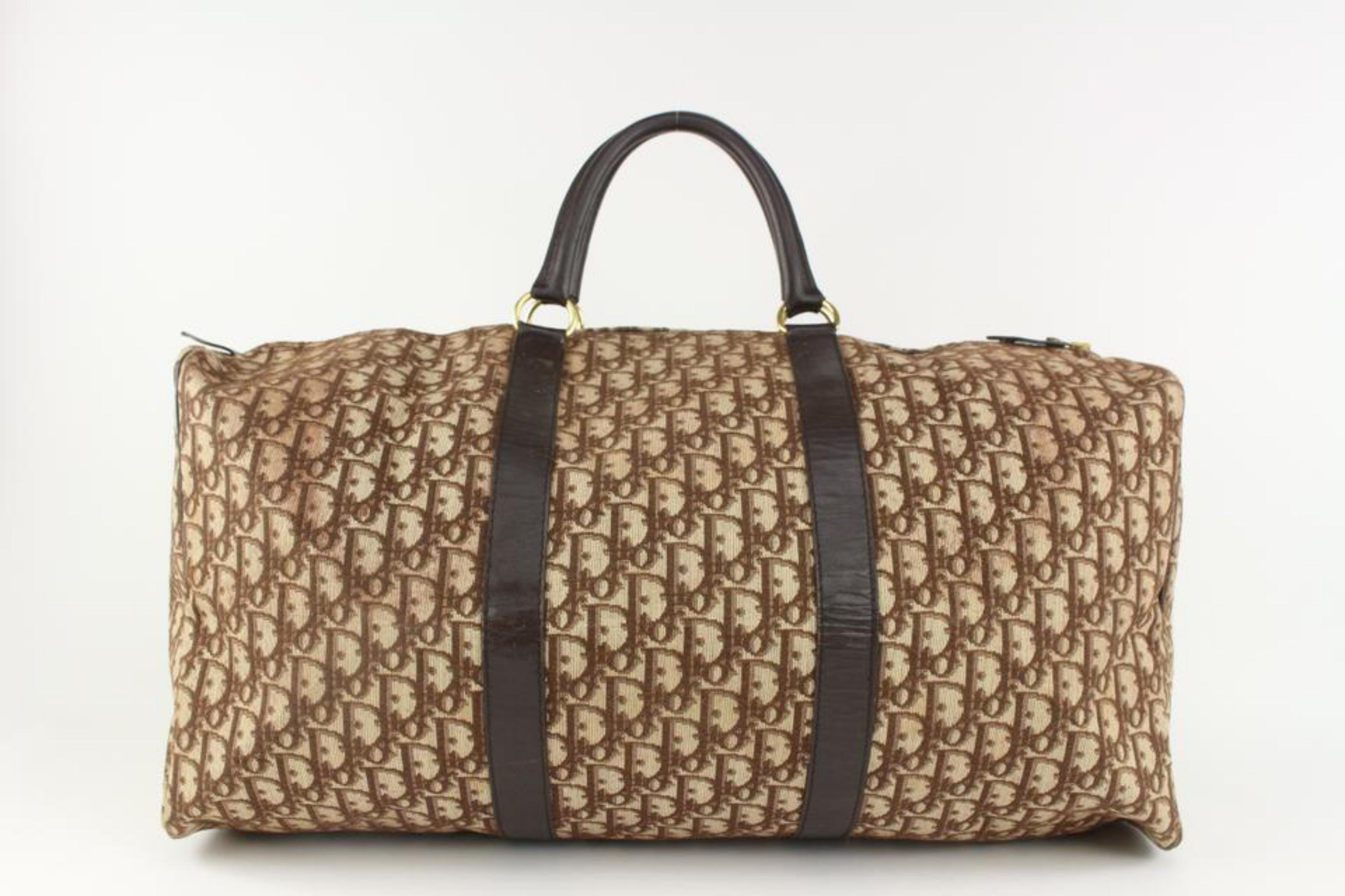 Dior Large Brown Monogram Trotter Boston Duffle Bag 122d15 For Sale 1