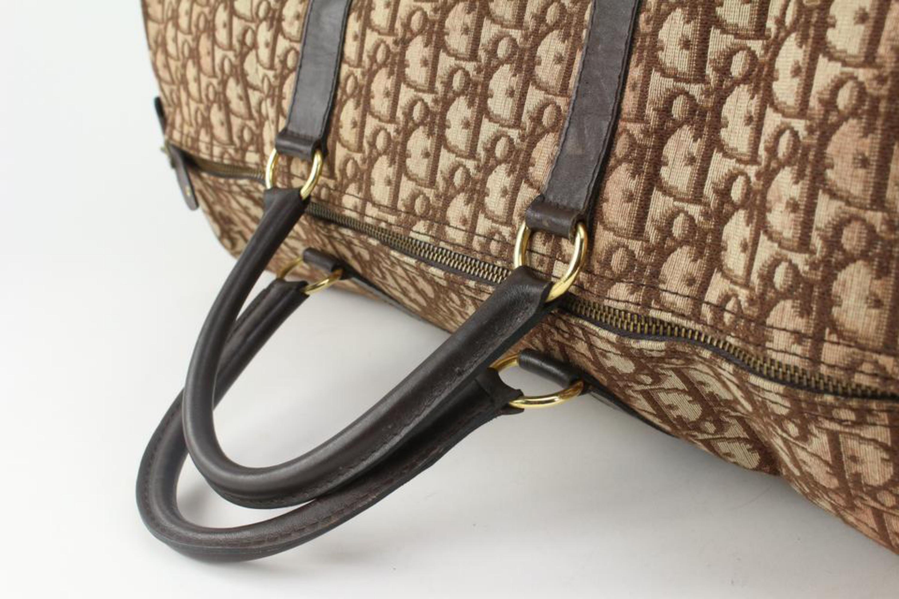 Dior - Grand sac à main Boston Trotter marron avec monogramme 122d15 en vente 4