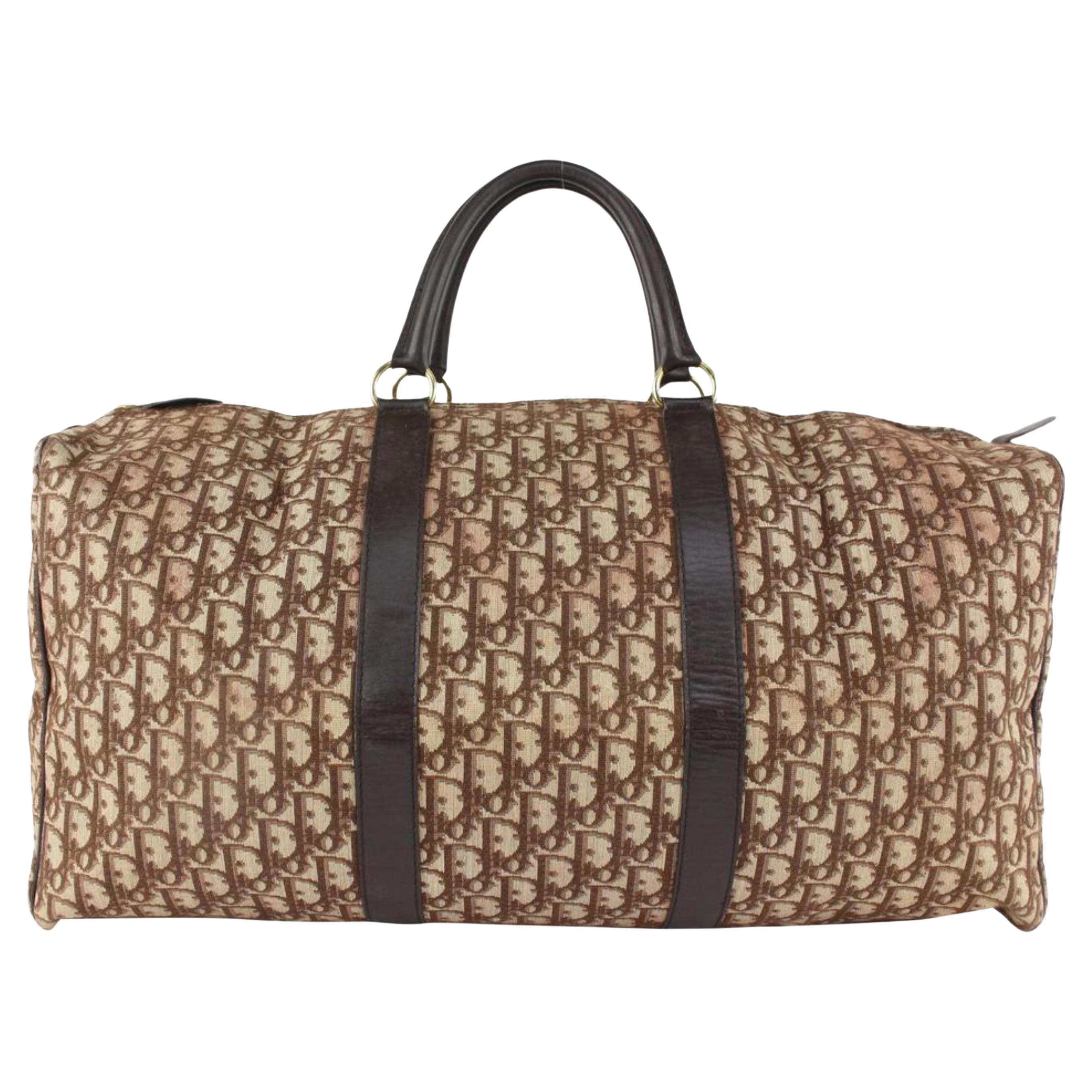 Dior Large Brown Monogram Trotter Boston Duffle Bag 122d15 For Sale