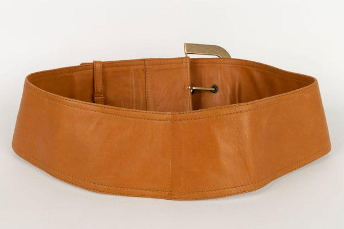 Brown Dior Large Leather Belt For Sale