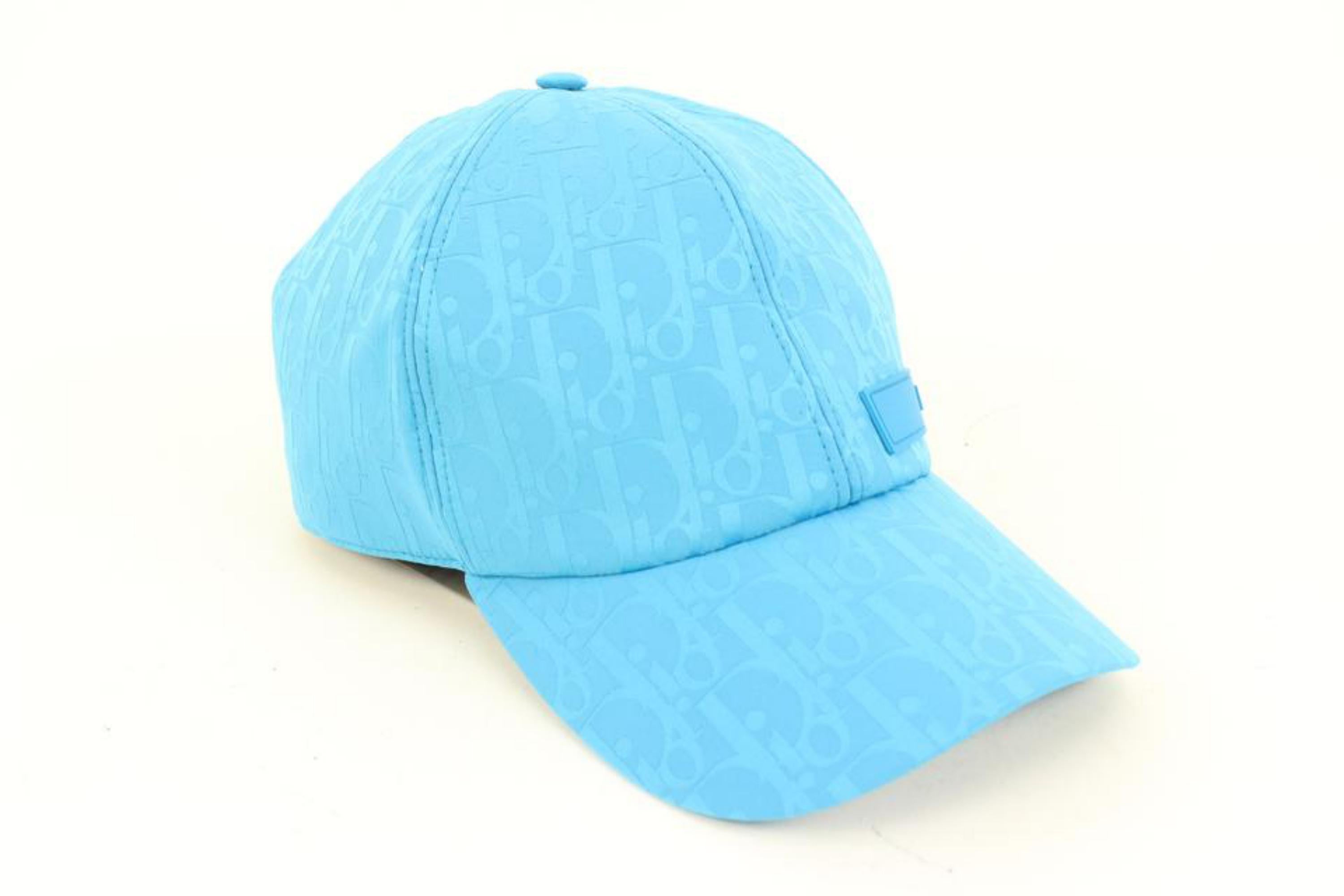 Women's Dior Large Light Blue Oblique Trotter Casquette Baseball Cap Hat 2d419s