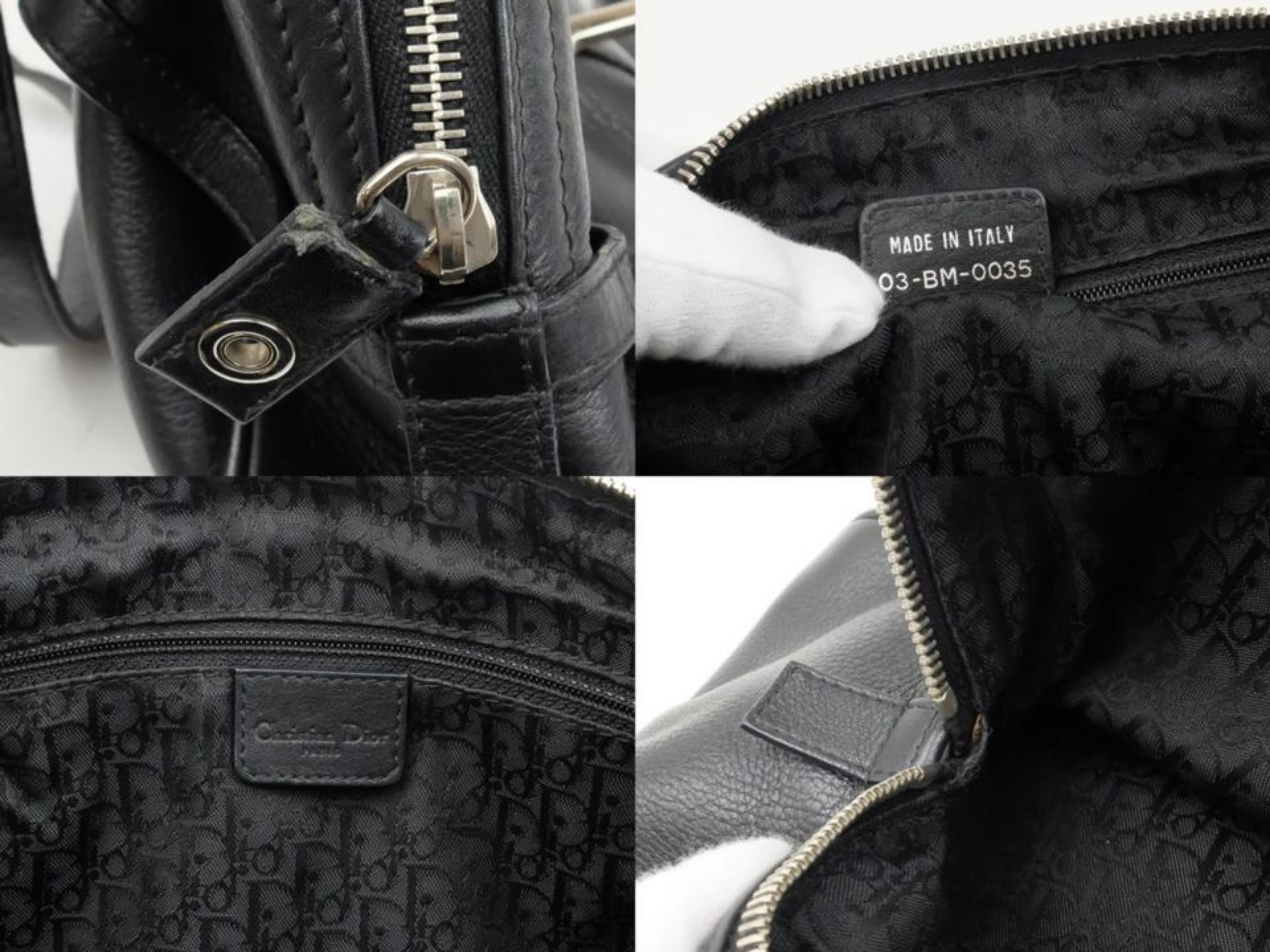 Women's Dior Large Logo Boston 228208 Black Leather Shoulder Bag For Sale