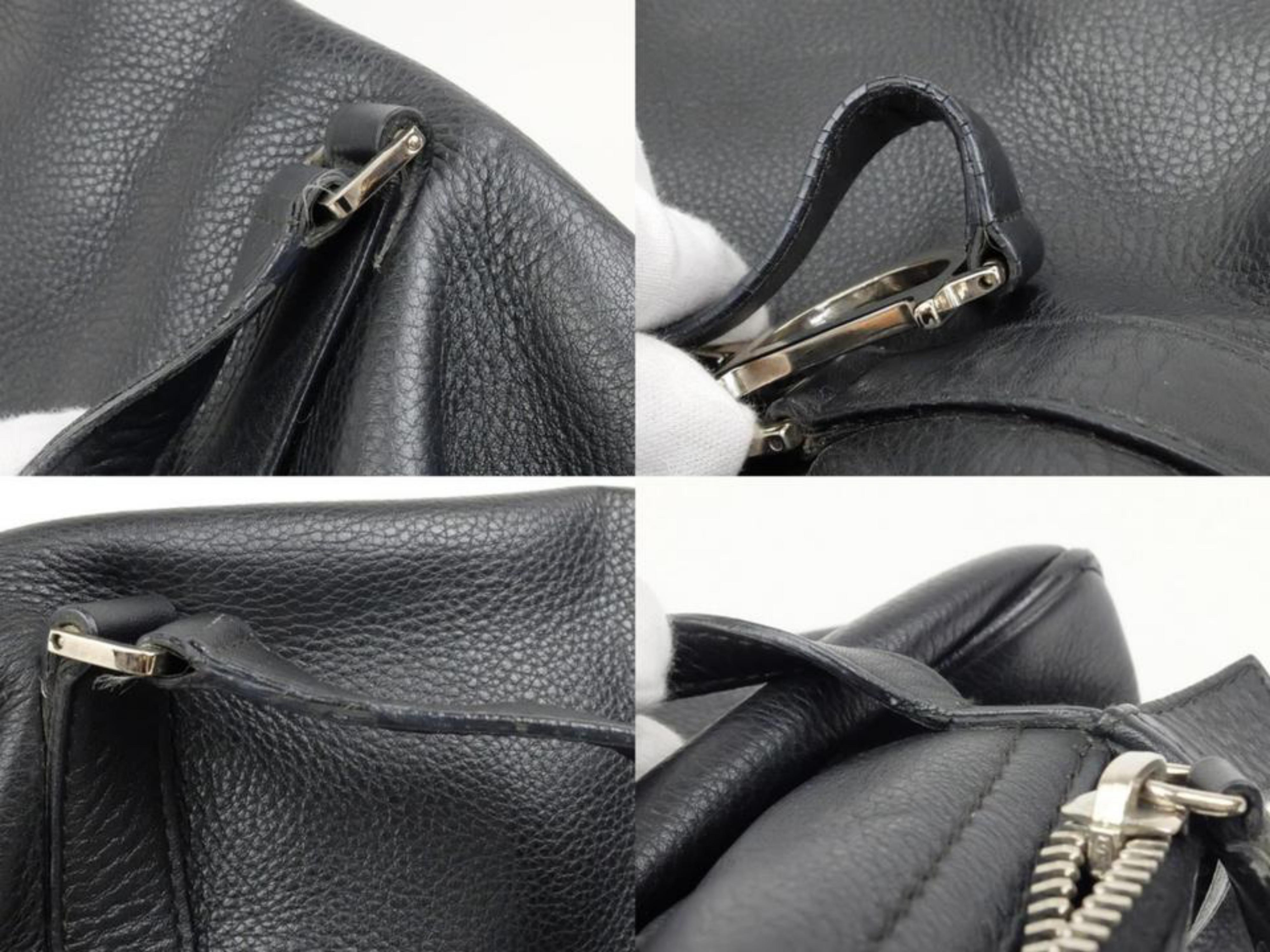 Dior Large Logo Boston 228208 Black Leather Shoulder Bag For Sale 2