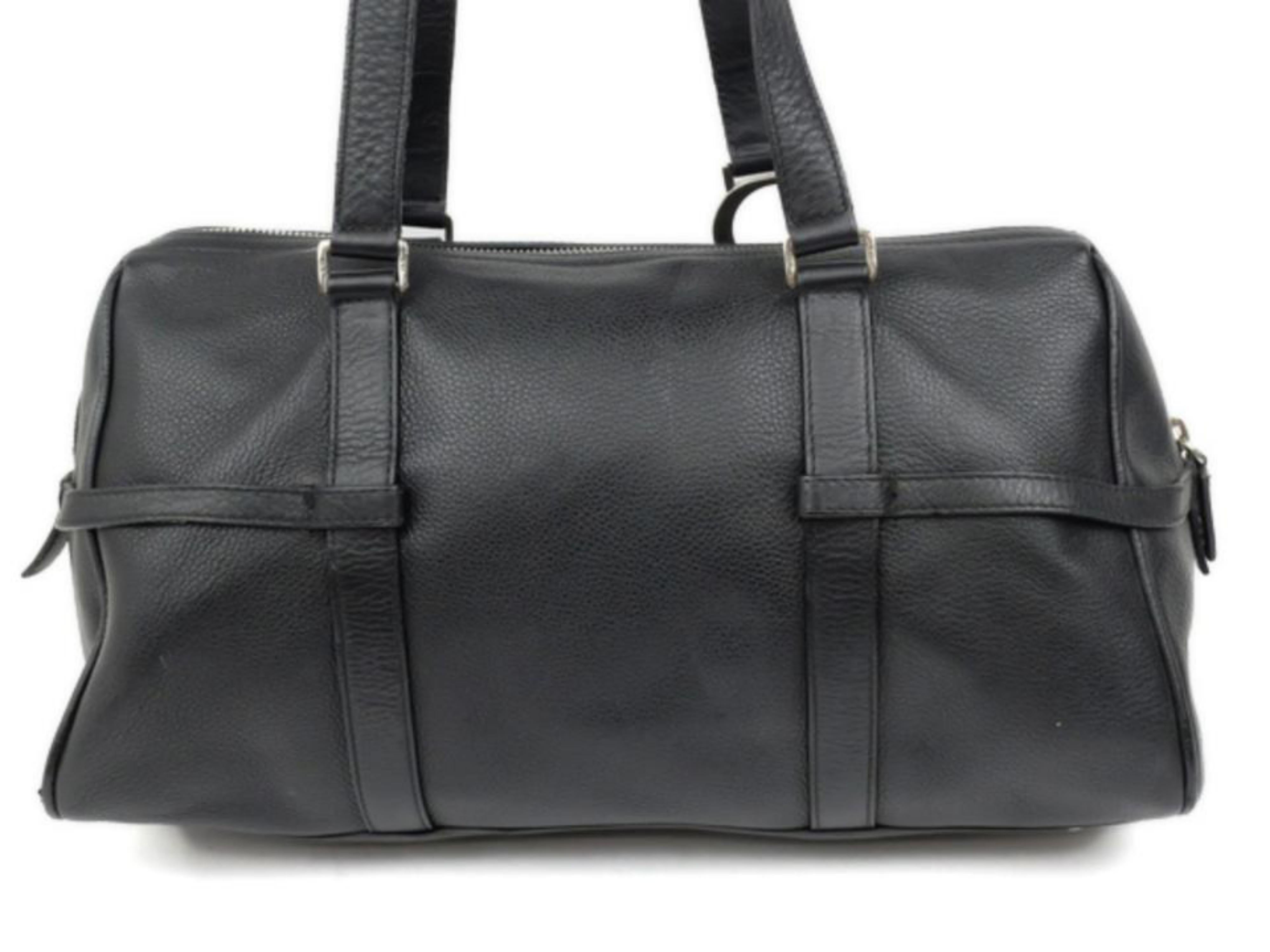 Dior Large Logo Boston 228208 Black Leather Shoulder Bag For Sale 3
