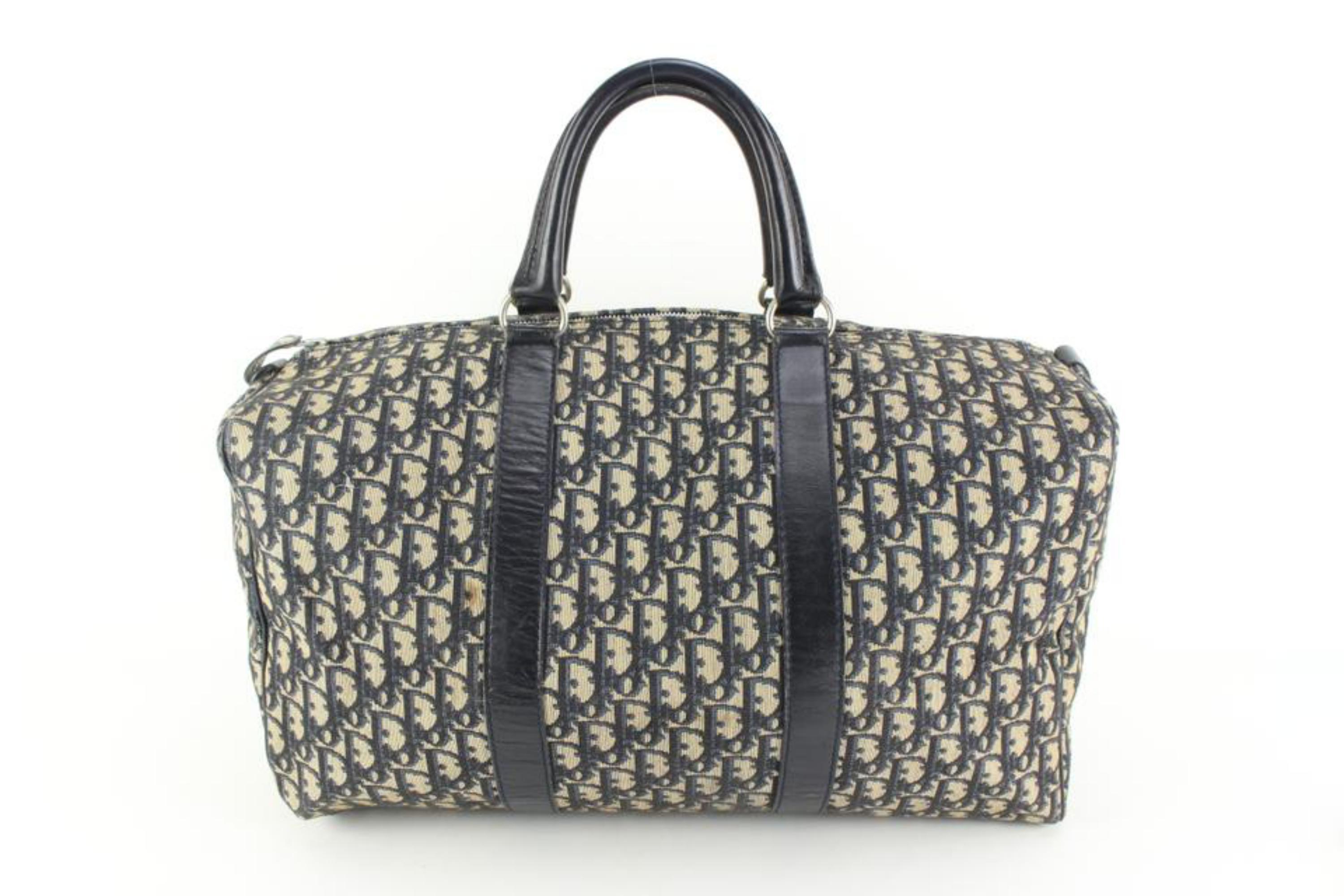 Dior Large Navy Monogram Trotter Boston Duffle Bag 65d55s For Sale 4