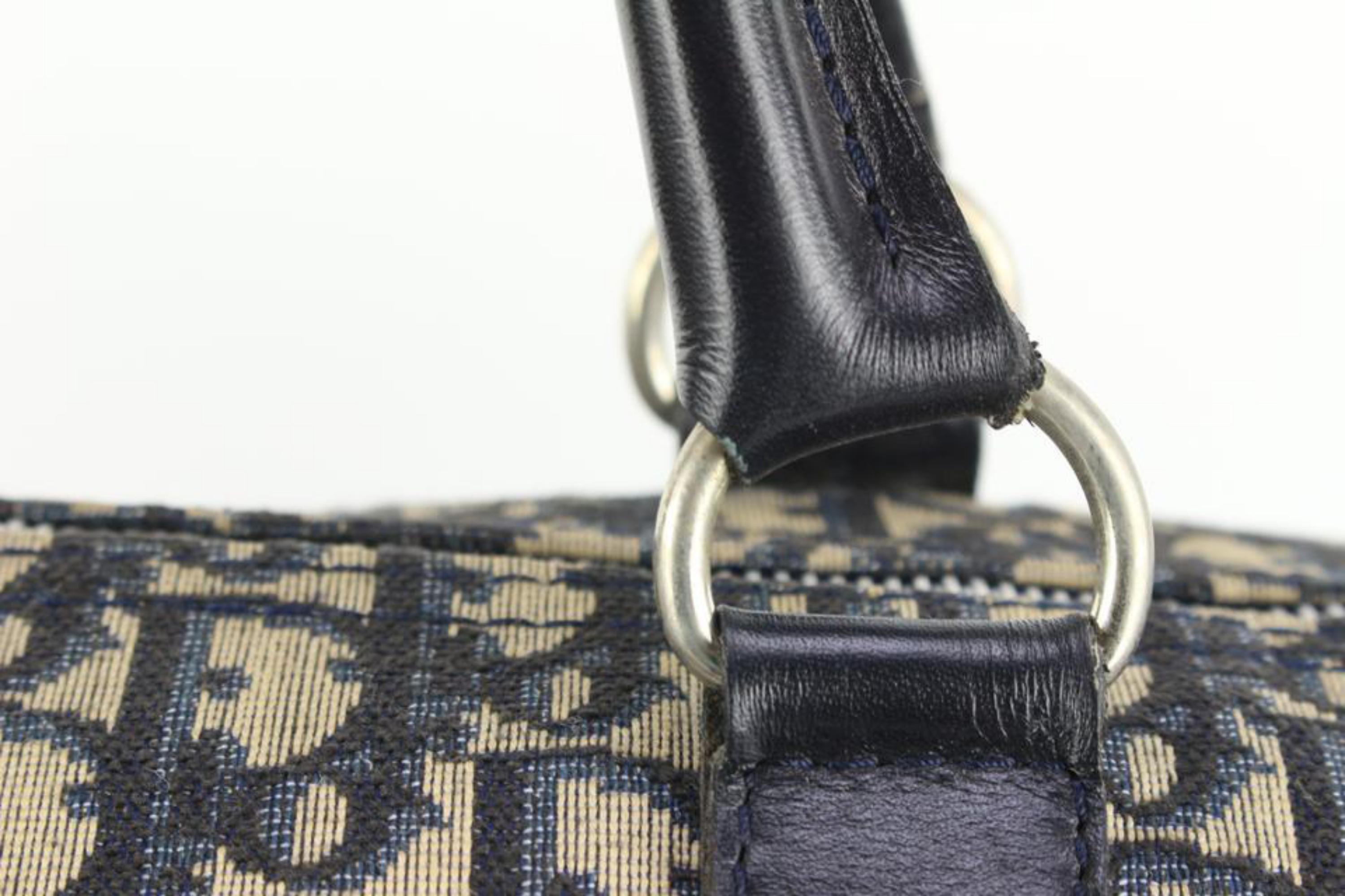 Gris Dior grand sac à main Boston Trotter bleu marine 65d55s en vente