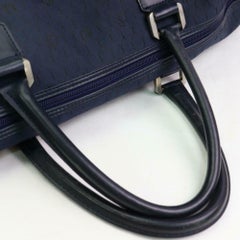 Dior Large Navy Oblique Signature Trotter Boston Duffel 870606 Black Travel Bag