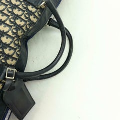 Dior Large Navy Oblique Trotter Boston Duffle 870288 Blue Canvas Travel Bag
