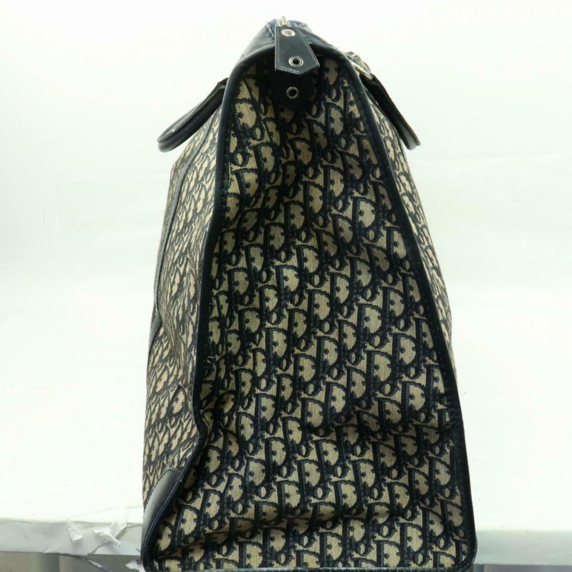 Dior Large Navy Oblique Trotter Boston Duffle 870288 Blue Canvas Travel Bag For Sale 1
