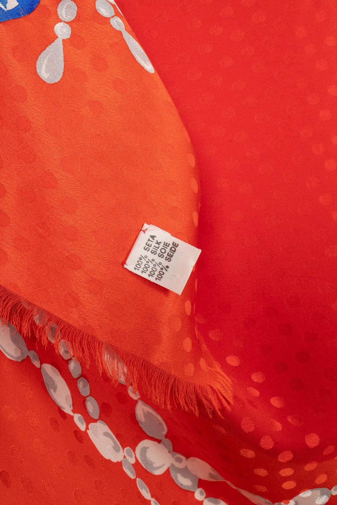 Women's Dior Large Orangey Red Silk Foulard For Sale