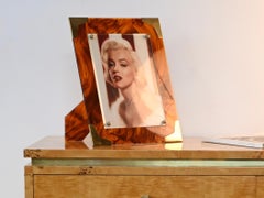 Dior Large Photo Frame in Lucite Tortoiseshell and Brass, Italy, 1970s