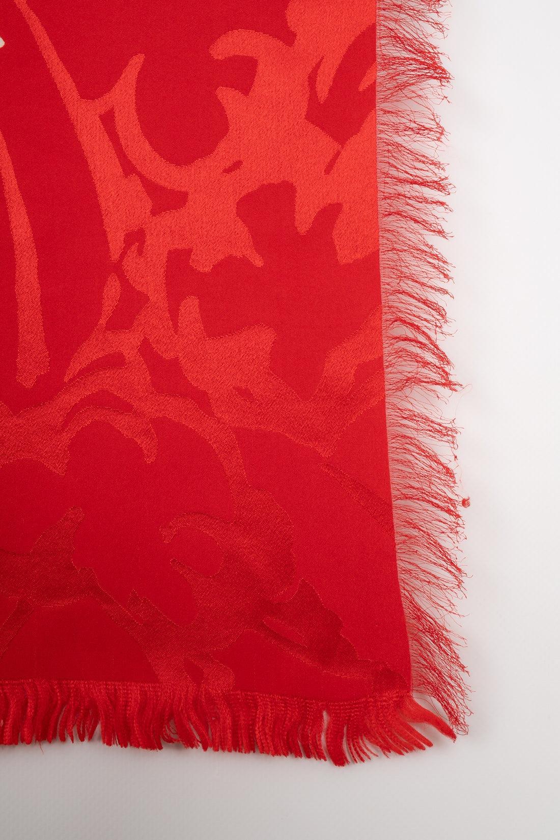 De las mujeres Foulard Dior grande de seda en tonos rojos, azules y beige con motivos abstractos en venta