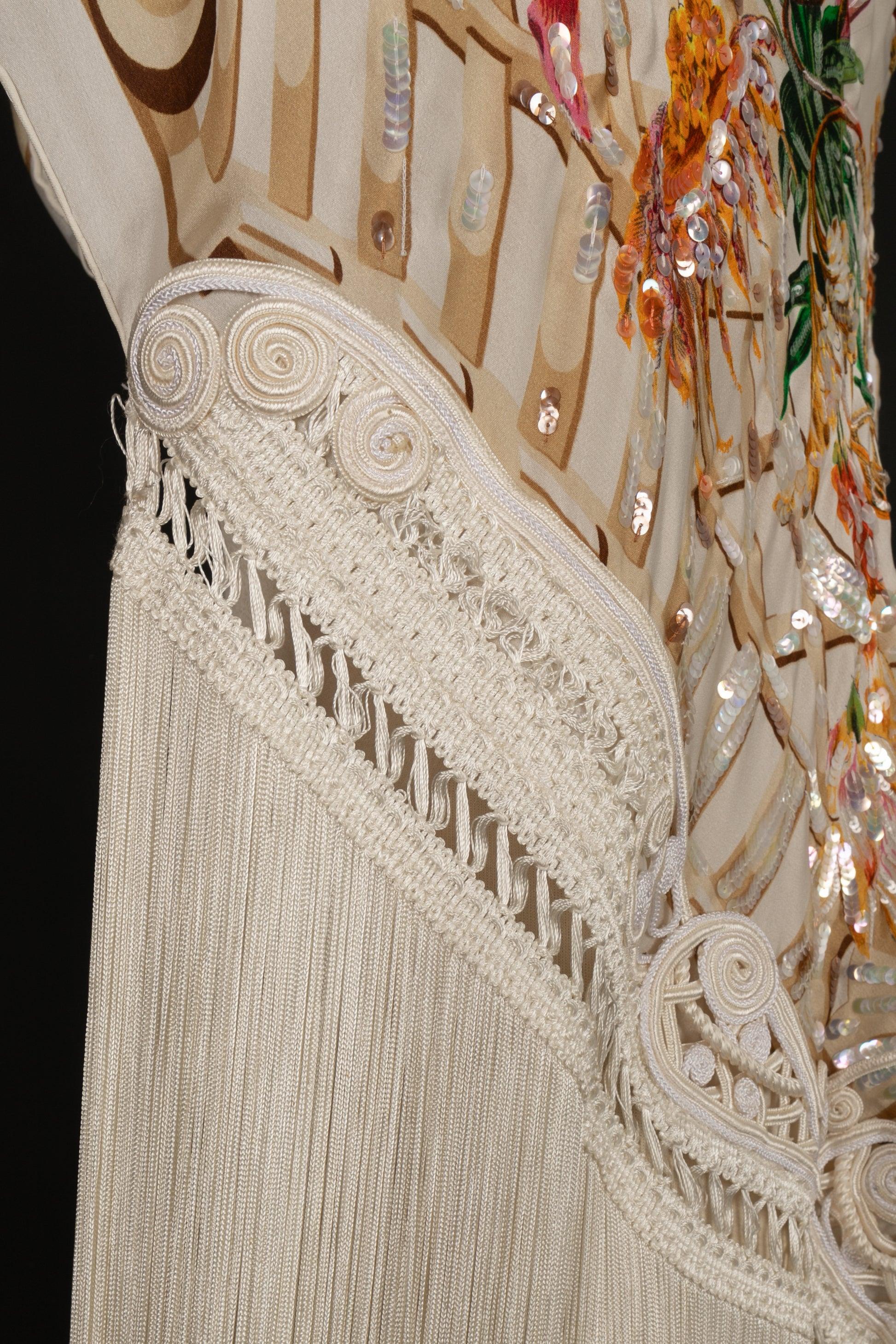Dior - Grande étole en soie cousue de paillettes en vente 1