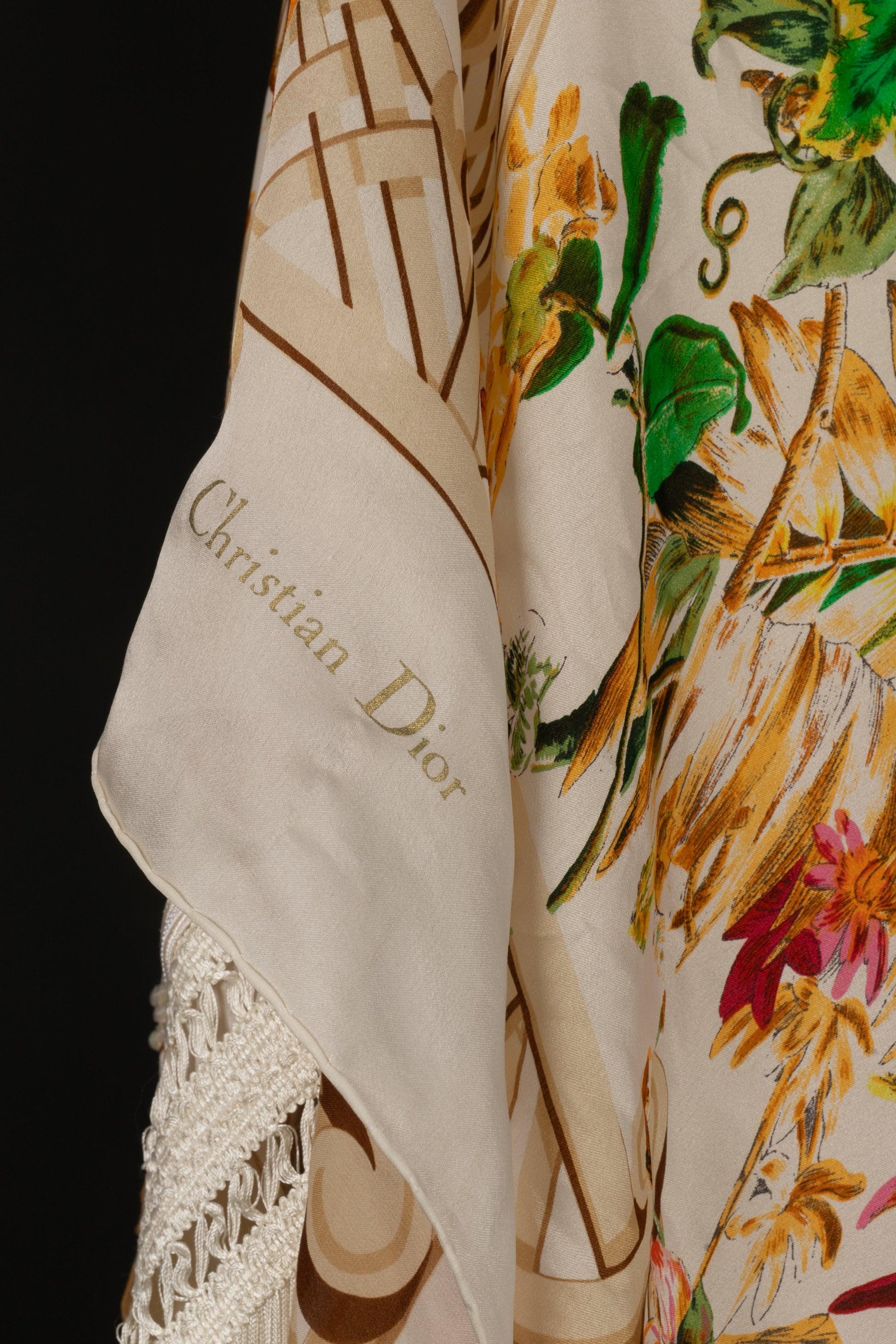Große Seidenstola von Dior mit Pailletten bestickt im Angebot 3