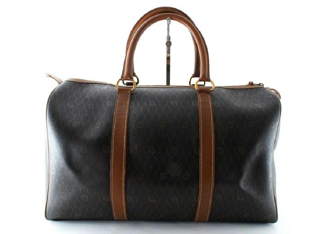 Dior Large Trotter Boston Duffle Black Oblique Honey Comb 858419 In Good Condition In Dix hills, NY