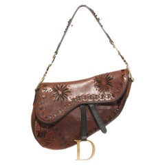 Used Dior Laser Cut Leather Saddle Bag