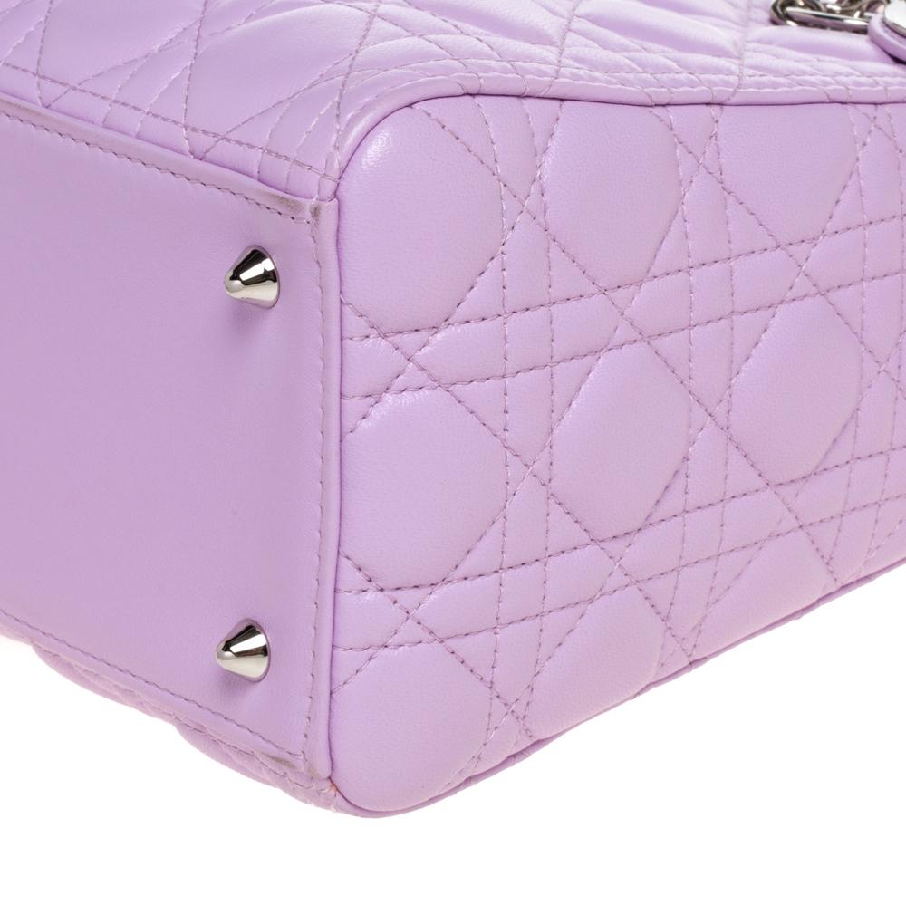 Dior Lavendel Cannage Leder Medium Lady Dior Tote 4