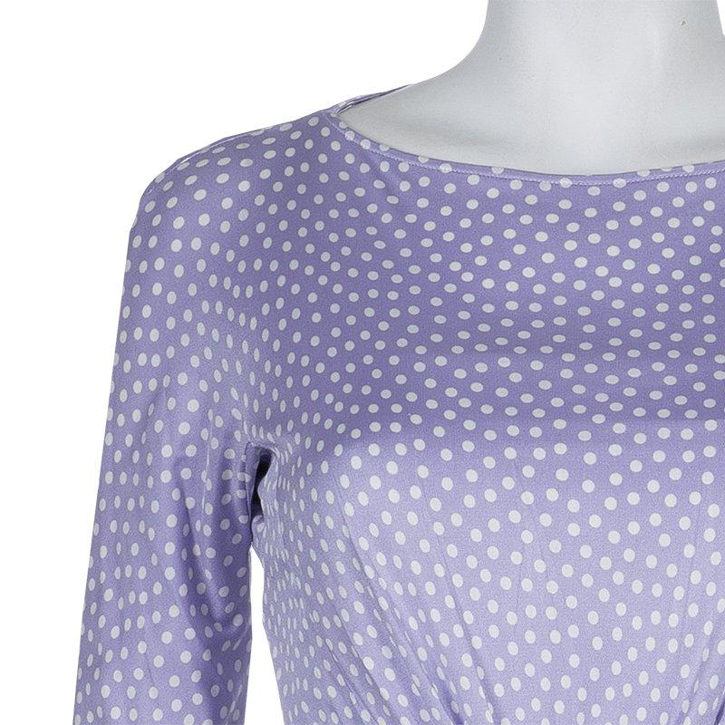 Dior Lavender Polka Dot Long Sleeve Dress M 3