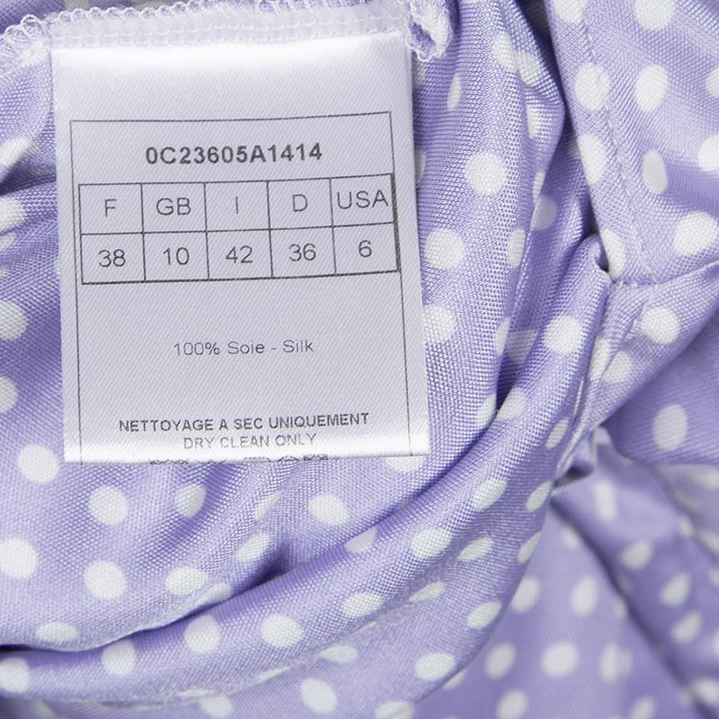 Dior Lavender Polka Dot Long Sleeve Dress M 3