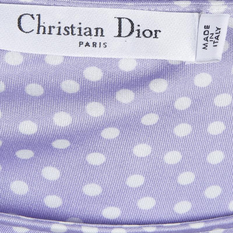 Dior Lavender Polka Dot Long Sleeve Dress M In New Condition In Dubai, Al Qouz 2