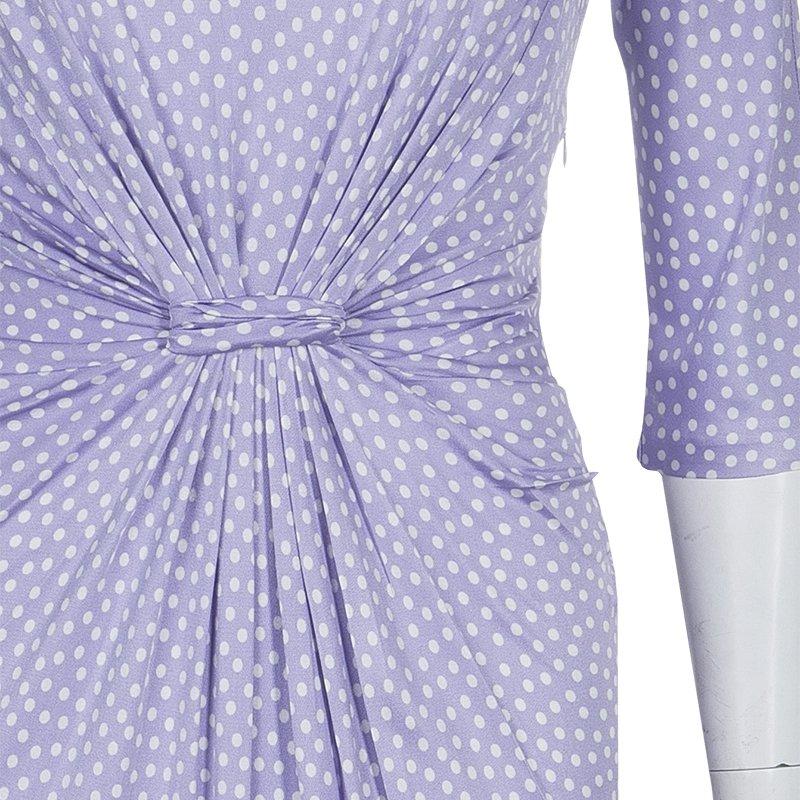 Dior Lavender Polka Dot Long Sleeve Dress M In Excellent Condition In Dubai, Al Qouz 2