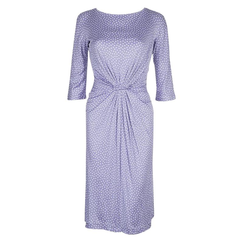 Dior Lavender Polka Dot Long Sleeve Dress M