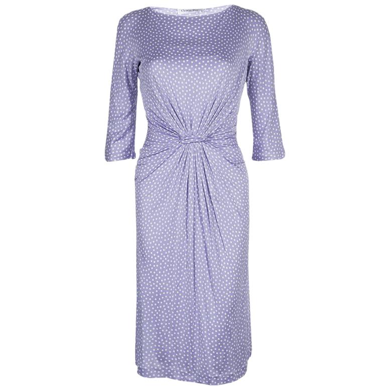 Dior Lavender Polka Dot Long Sleeve Dress M