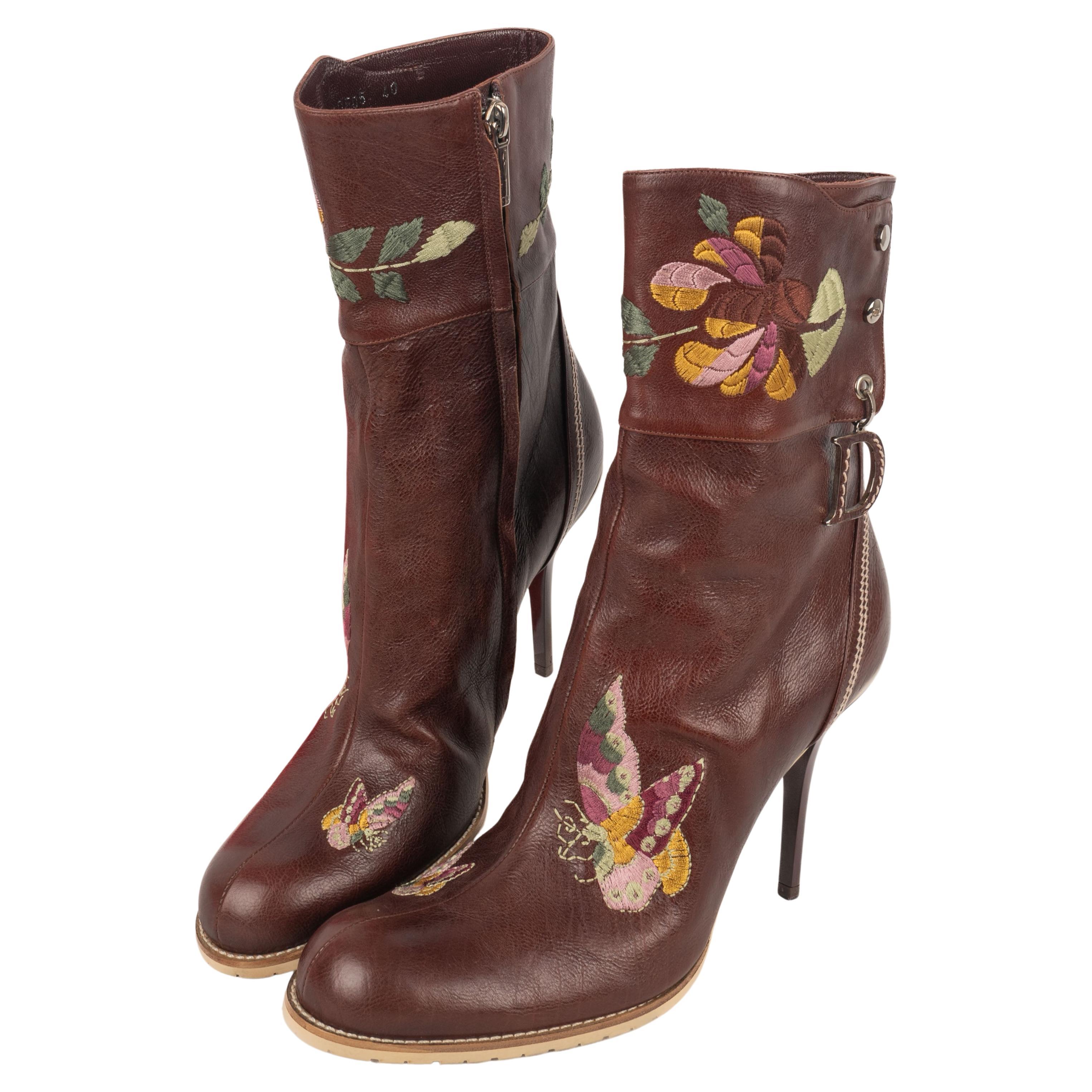 Dior leather ankle boots shoes For Sale