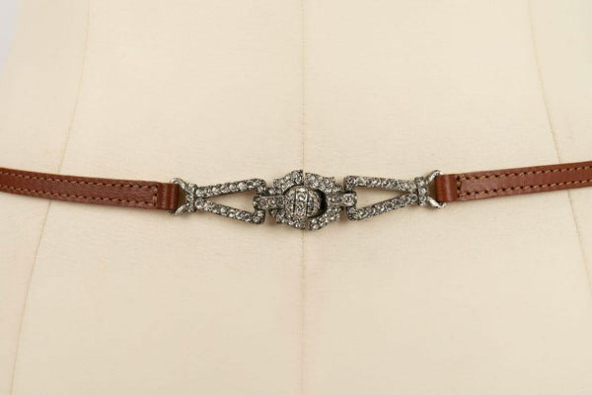 Dior Leather Belt with Silver Metal Buckle 2