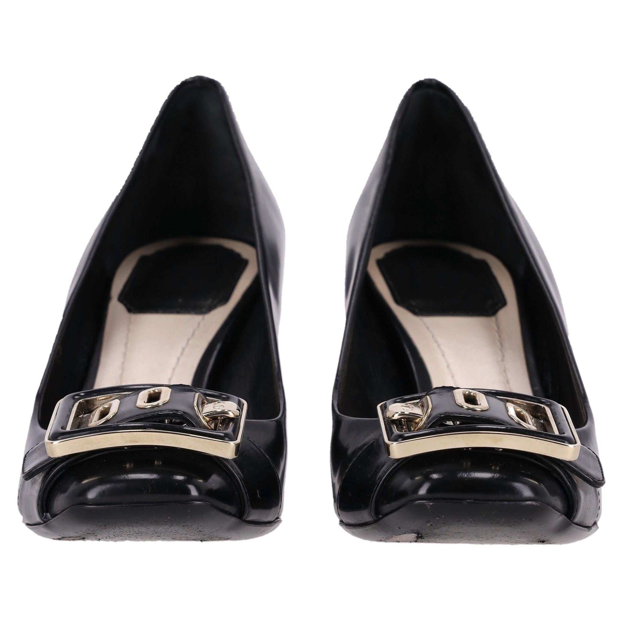 Black Dior Leather 'CD' Buckle Detail Pumps