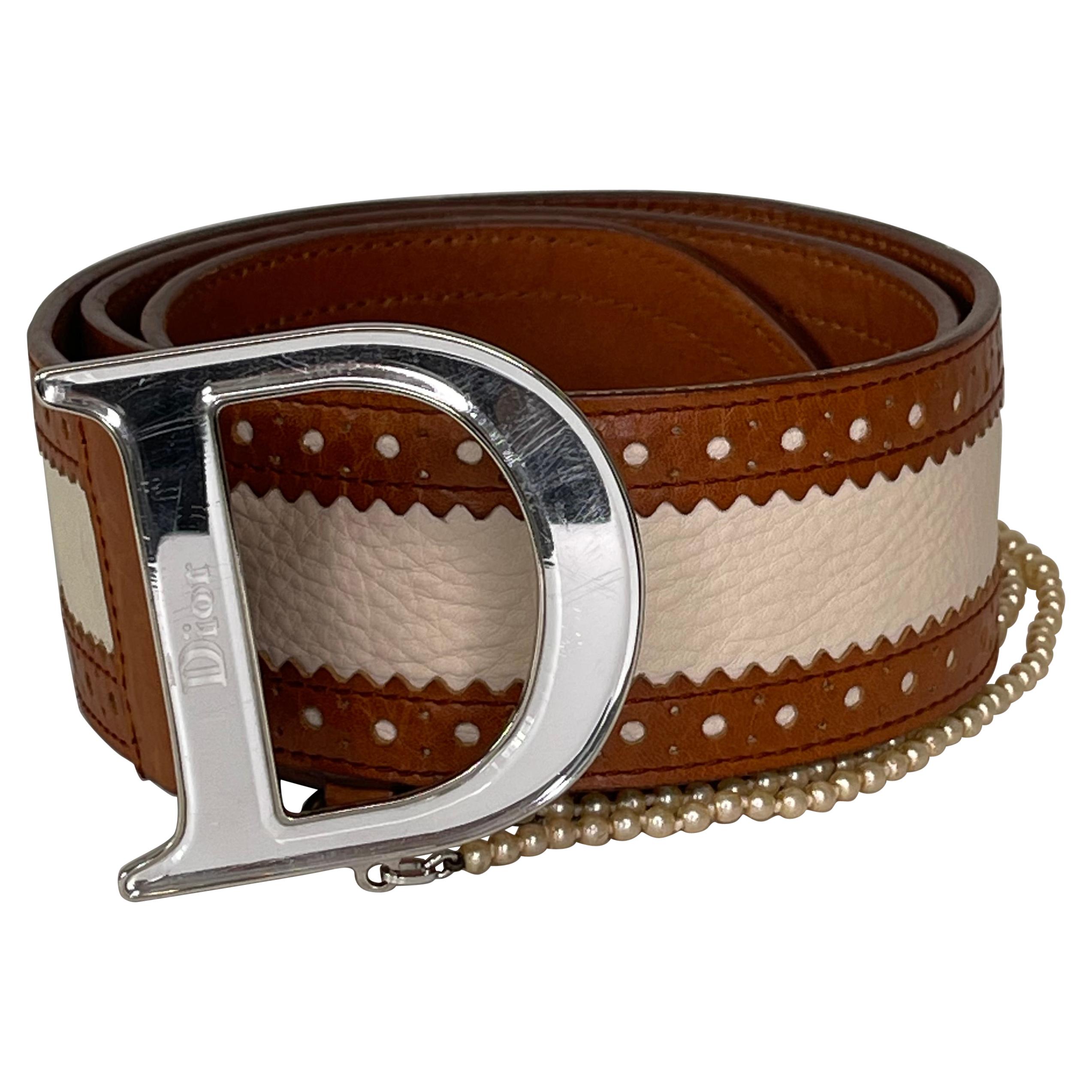 Dior Leather Detective Pearl Belt 