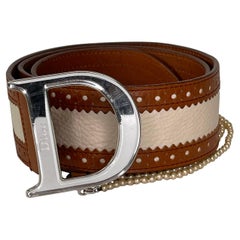 Used Dior Leather Detective Pearl Belt 