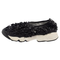 Dior Leather Flower Embellished Fusion Sneakers Size 37.5