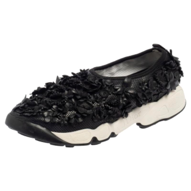 Dior Leather Flower Embellished  Fusion  Sneakers Size 37.5