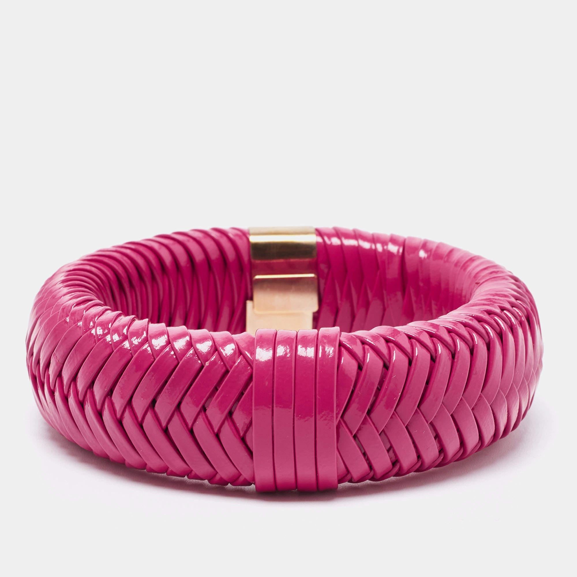Aesthetic Movement Dior Leather Gold Tone Wide Bracelet For Sale