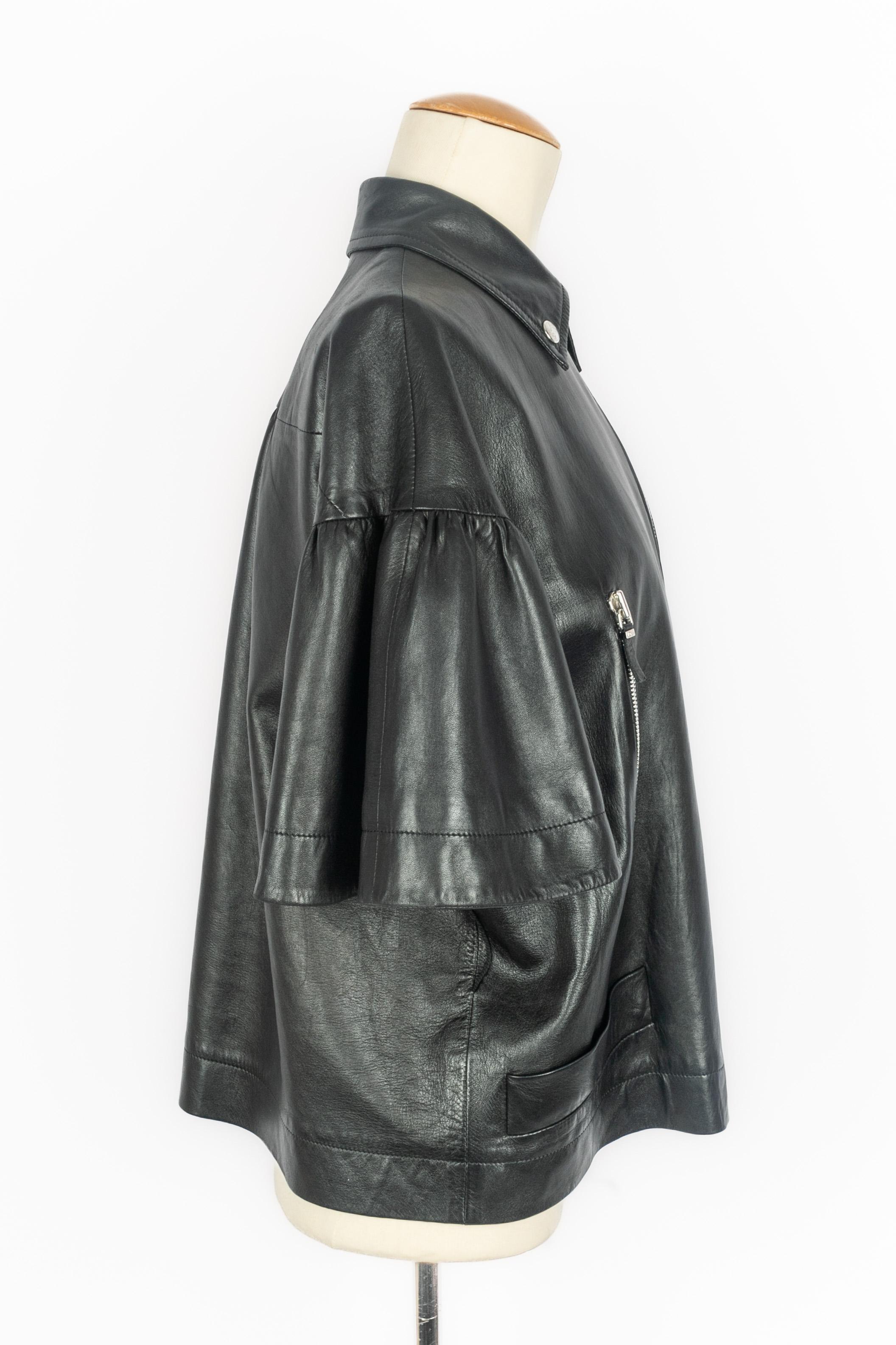 Black Dior leather jacket For Sale