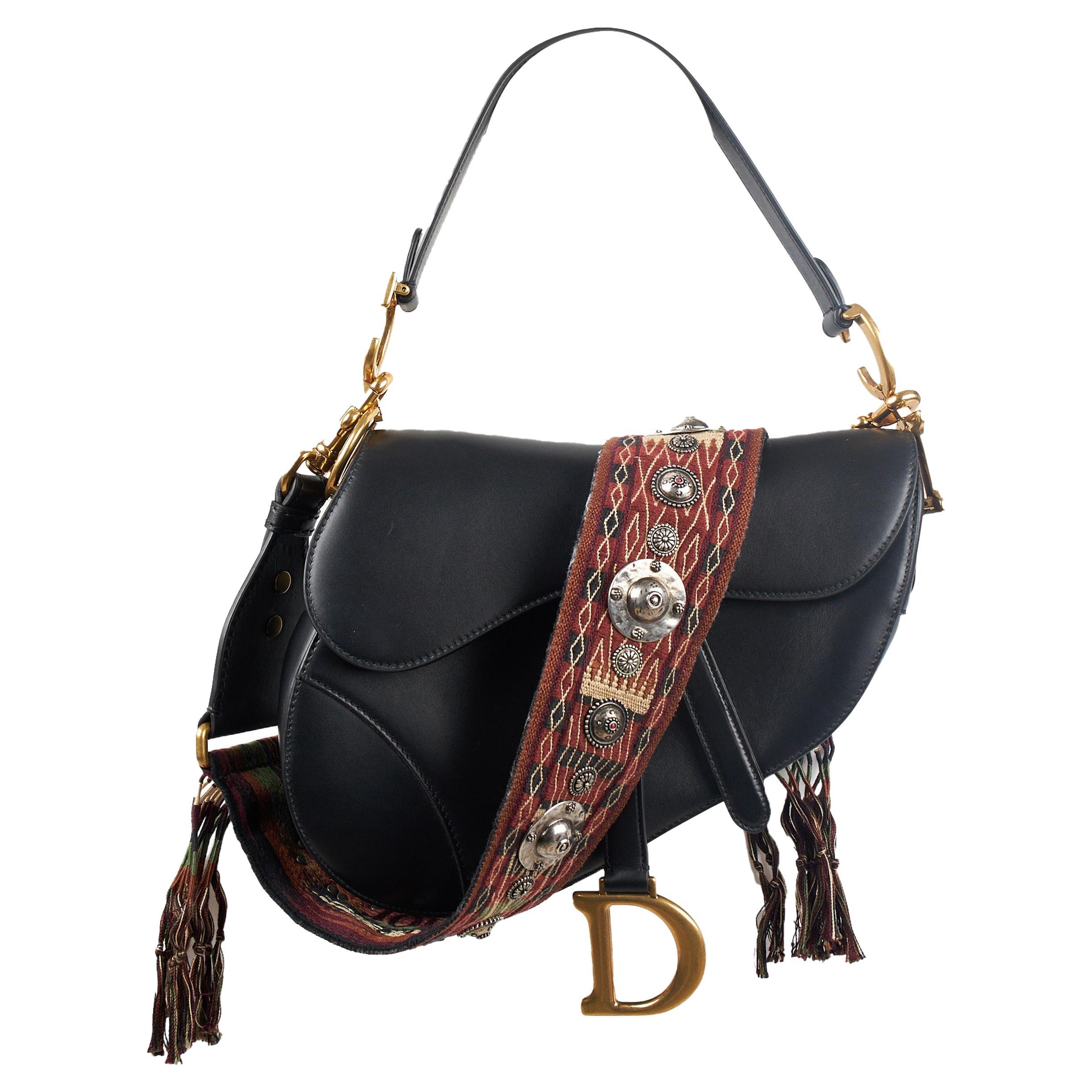 Dior Leather Medium Saddle Bag with Studded Strap 