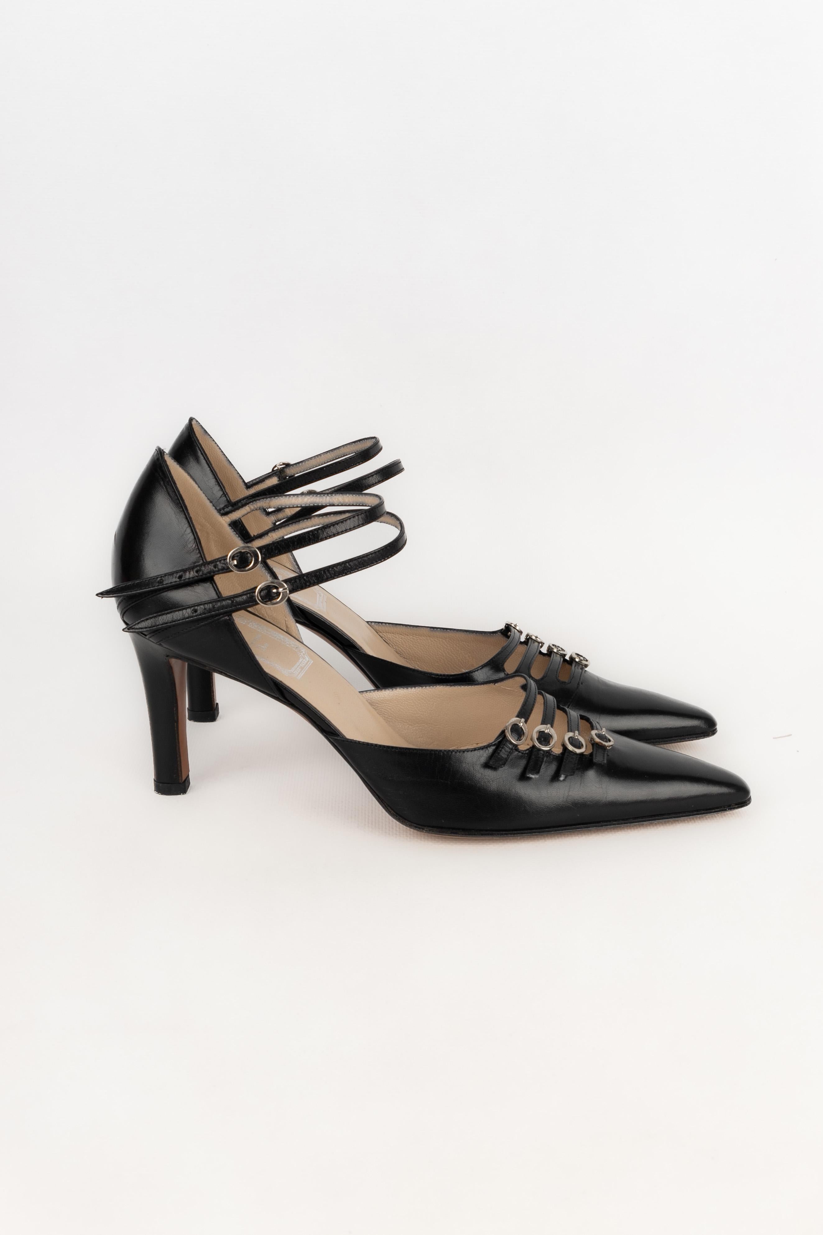 Black Dior leather stilettoes