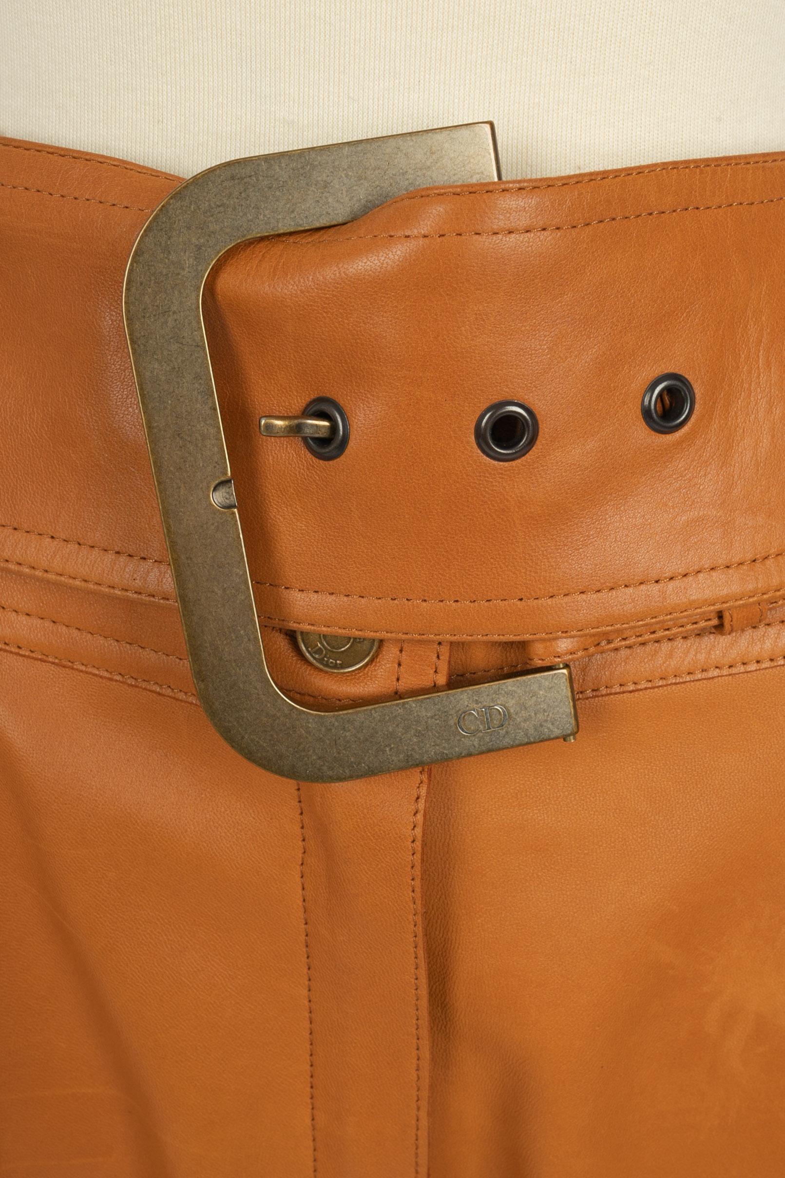 Marrone Pantaloni in pelle Dior