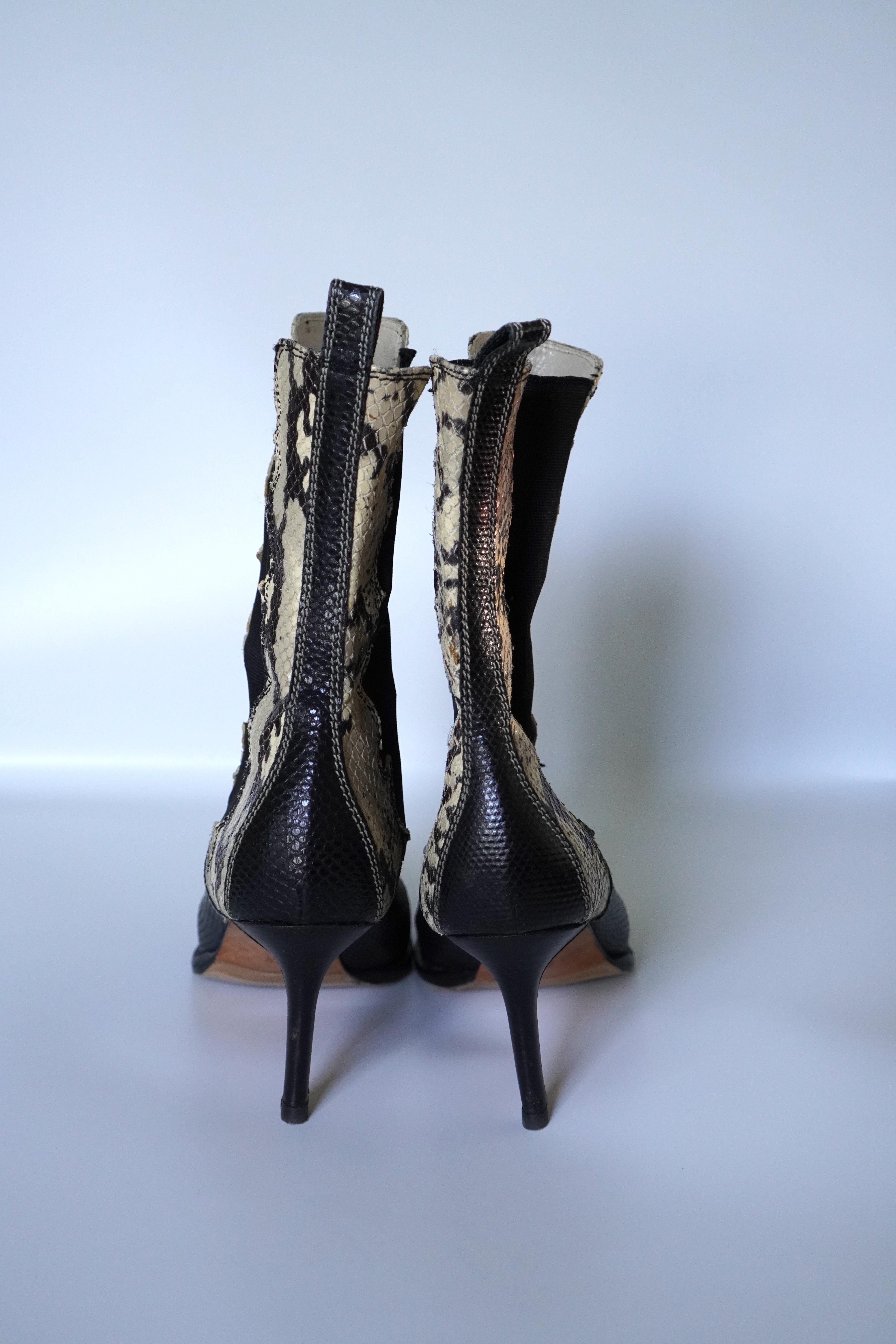 Dior Leather Western Heeled Boots 38.5 For Sale 1
