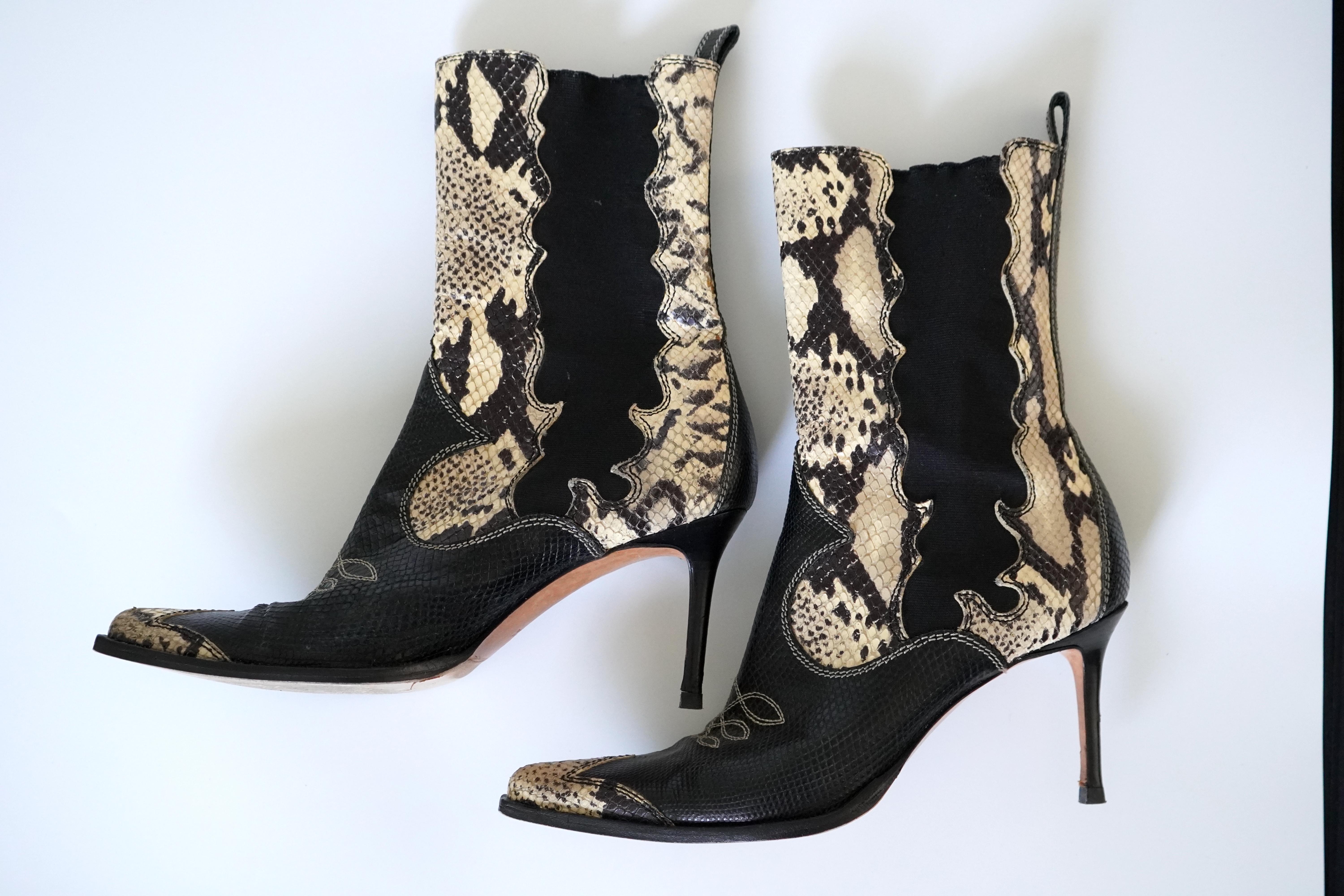 Dior Leather Western Heeled Boots 38.5 For Sale 3