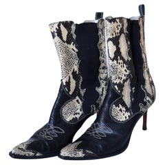 Used Dior Leather Western Heeled Boots 38.5