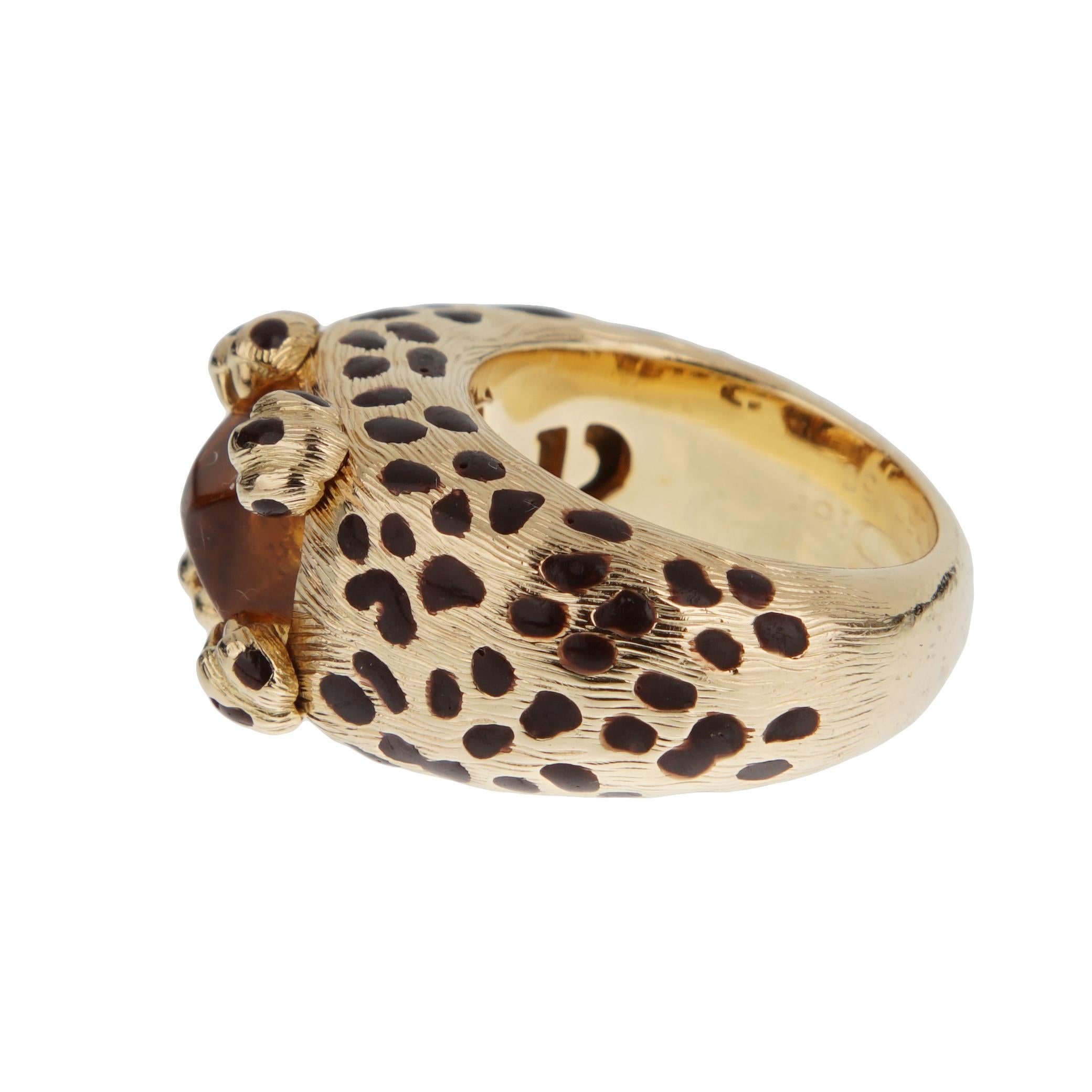 Anello Cocktail Dior Leopard in oro giallo 18k con smalto citrino In condizioni ottime in vendita a Feasterville, PA