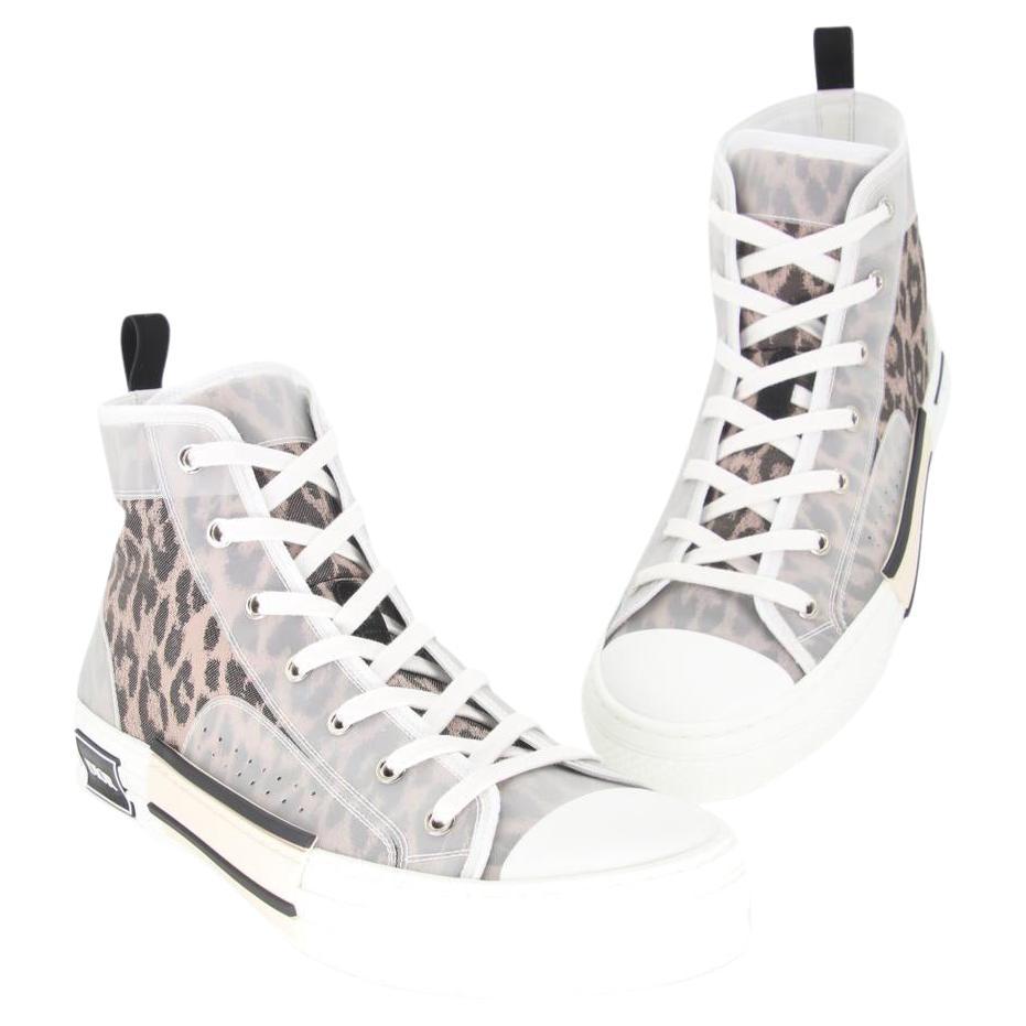 Dior Leopard B23 High Top Men's Rubber Lace Up Sneakers Size 43 For Sale