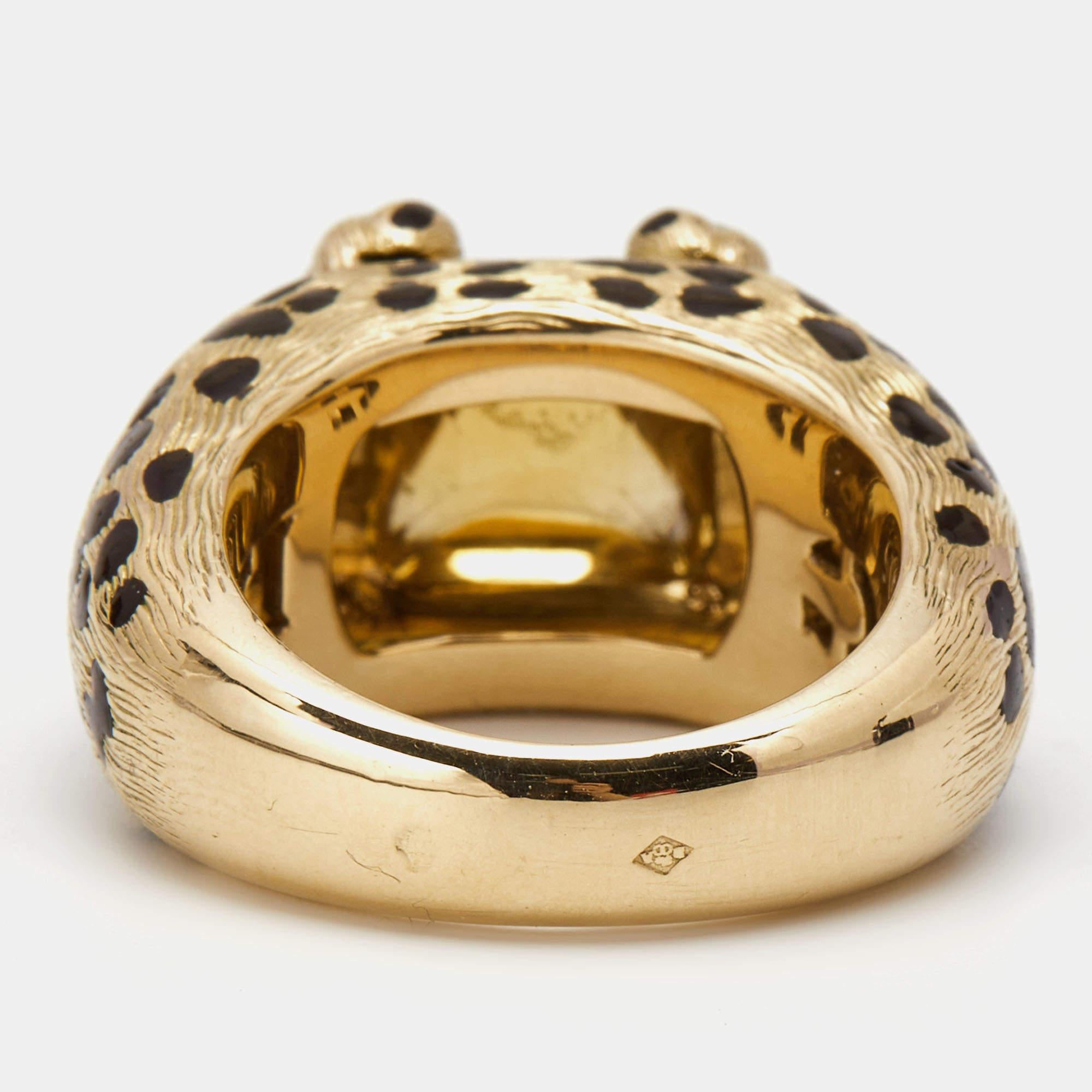 Dior Leopard Citrin-Lack 18k Gelbgold Ring Größe 52 im Zustand „Gut“ im Angebot in Dubai, Al Qouz 2