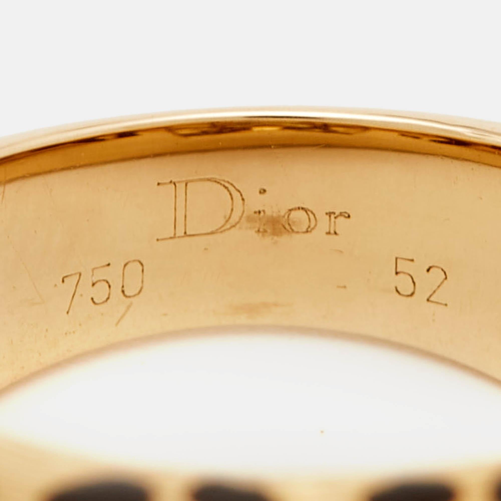 Dior Leopard Citrine Lacquer 18k Yellow Gold Ring Size 52 For Sale 1