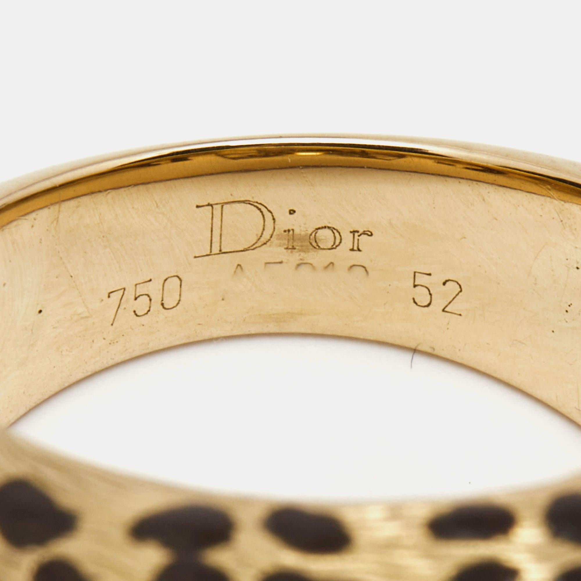 Dior Leopard Citrine Lacquer 18k Yellow Gold Ring Size 52 In Good Condition For Sale In Dubai, Al Qouz 2