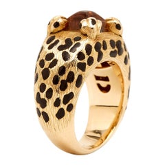 Dior Leopard Citrine Lacquer 18k Yellow Gold Ring Size 52